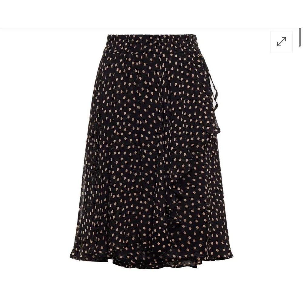 GANNI‎ Wrap-Effect Polka-Dot Chiffon Skirt Black Size 34 XS NEW Ruffle Designer